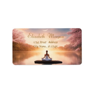Etiqueta Menina de Meditação Pedra Zen