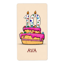 Menina do 10º Aniversário, 10 no Bolo Rosa Doce