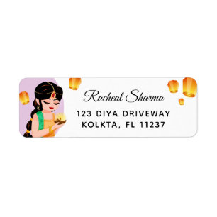 Etiqueta Menina indiana personalizada elegante Diwali