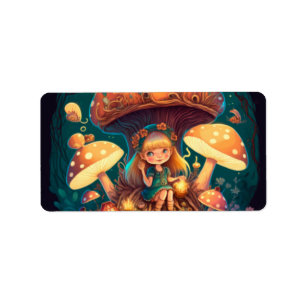 Etiqueta Menininha viva entre os cogumelos