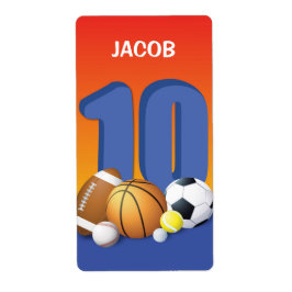 Etiqueta Menino 10º Aniversário do Esporte Balls