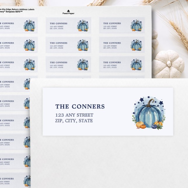 Etiqueta Menino Pequeno Abóbora Azul Chuveiro de Bebê Ender (Criador carregado)