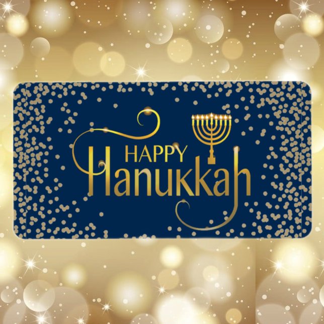 Etiqueta Menorah Happy Hanukkah (Criador carregado)