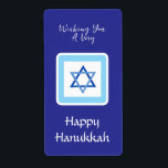 Etiqueta Mensagem HANUKKAH Retângulo azul<br><div class="desc">personalize sua mensagem Holiday Season (Feriado). Eu adoro pintura e design! Espero que goste da minha trabalho de arte.</div>