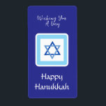 Etiqueta Mensagem HANUKKAH Retângulo azul<br><div class="desc">personalize sua mensagem Holiday Season (Feriado). Eu adoro pintura e design! Espero que goste da minha trabalho de arte.</div>