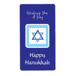 Etiqueta Mensagem HANUKKAH Retângulo azul