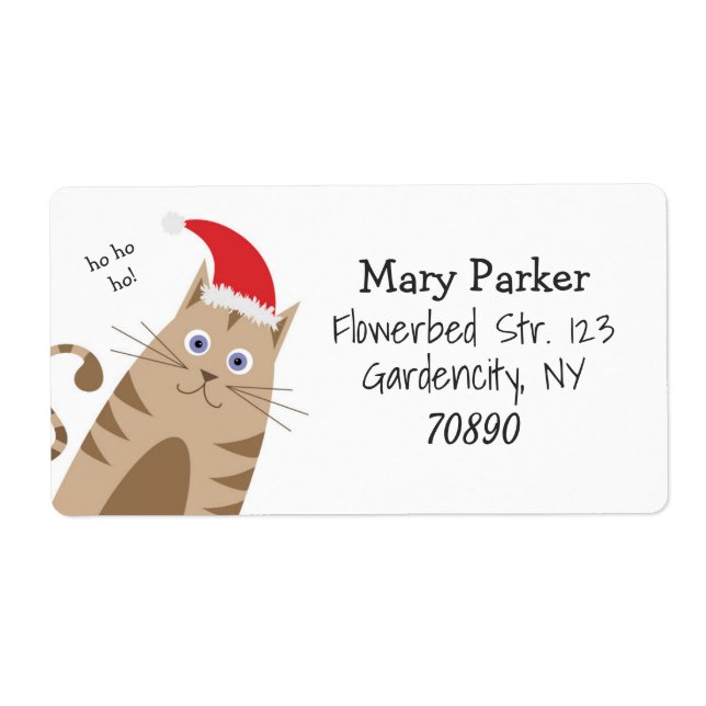 Etiqueta Meowy Xmas veste chapéu de santa (Frente)