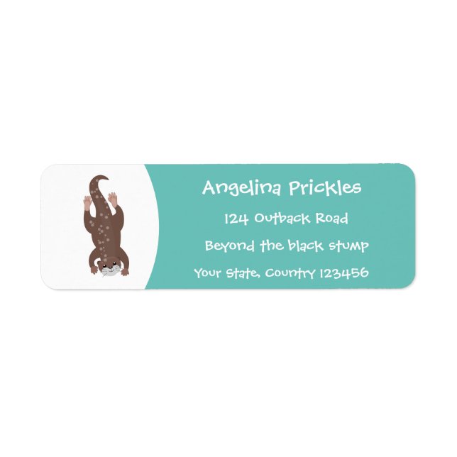 Etiqueta Mergulho de lontra bonito na ilustração de desenho (Frente)