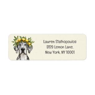 Etiqueta Merle Great Dane Dog Lemon Crown