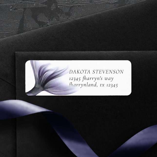 Etiqueta Mermaid Chic Tail | Lavanda Dusty Endereço Roxo (Criador carregado)