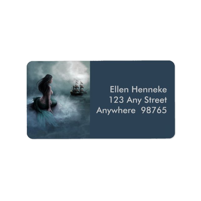 Etiqueta Mermaid e navio pirata (Frente)