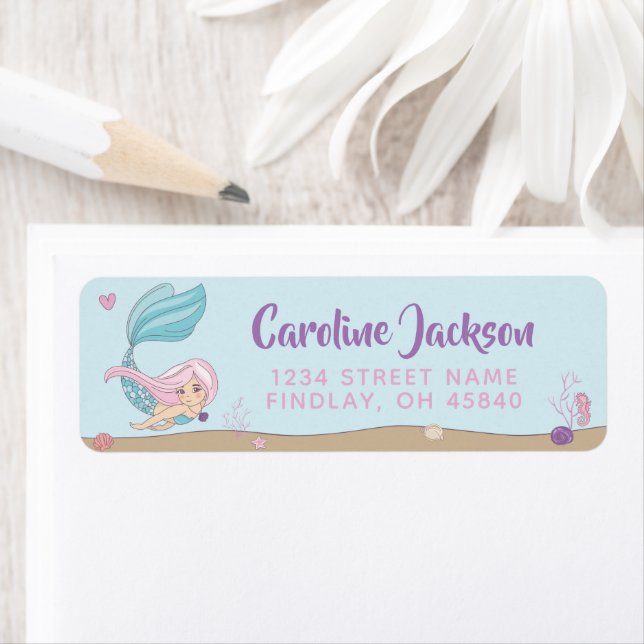 Etiqueta Mermaid Kisses Starfish Deseja Aniversário (Insitu)