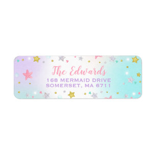 Etiqueta Mermaid Return Address Labels Sob O Partido do Mar