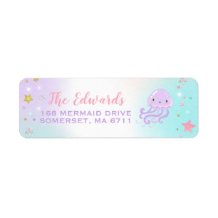 Etiqueta Mermaid Return Address Labels Sob O Partido do Mar