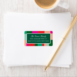 Etiqueta Merry Christmas Color Block Green Mailing Address