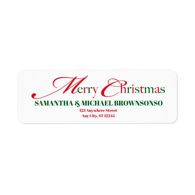 Etiqueta Merry Christmas Family Home Script (Frente)