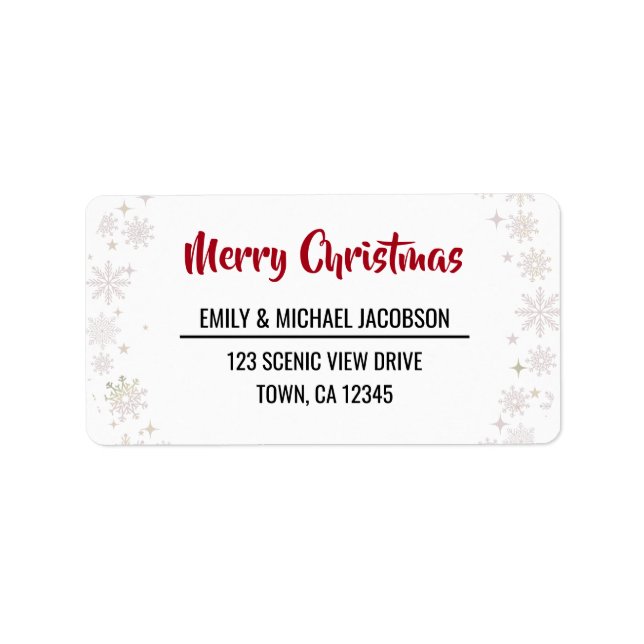 Etiqueta Merry Christmas Modern Chic Calligraphy Snowflakes (Frente)