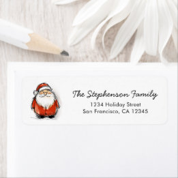 Etiqueta Merry Christmas Santa Cute Sketch Return Address