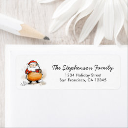Etiqueta Merry Christmas Santa Cute Sketch Return Address