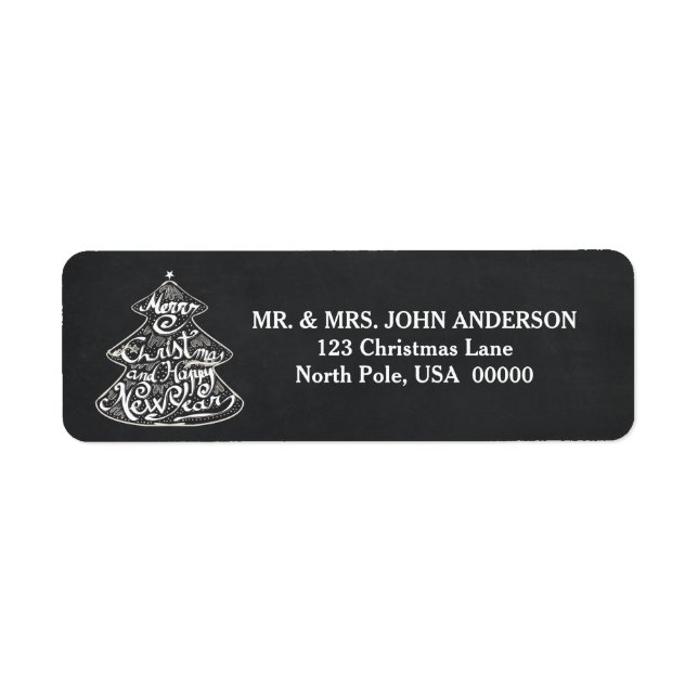 ETIQUETA MERRY CHRISTMAS TREE CHALKBOARD (Frente)