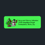 Etiqueta Merry Christmas Tree & Snowman Address Labels<br><div class="desc">Cute cartoon decorated Christmas tree with a 3D snowman wishing you a Merry Christmas on these address labels. Change it with your own address.</div>
