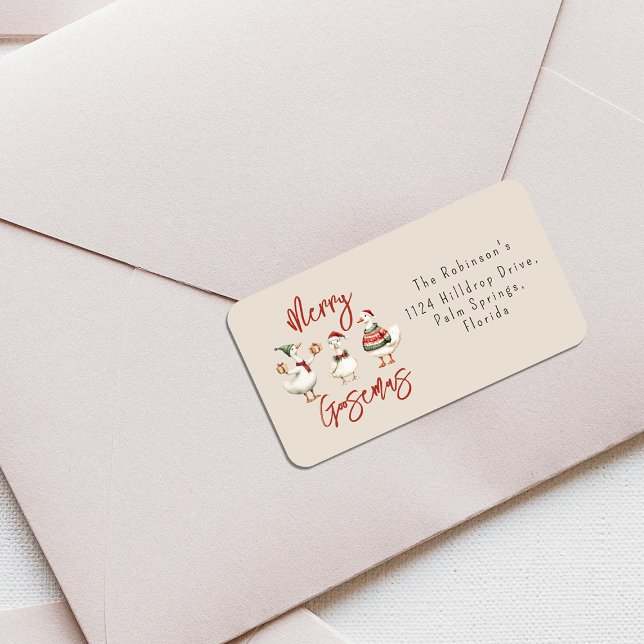 Etiqueta Merry Goosemas Christmas Holiday (Criador carregado)