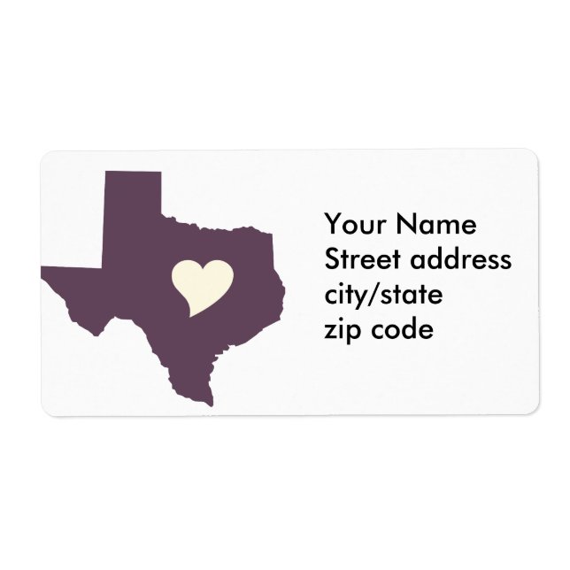 Etiqueta Meu coração está no Texas (Frente)