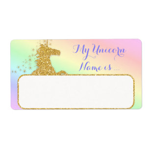 Etiqueta Meu nome do unicórnio é arco-íris & ouro da