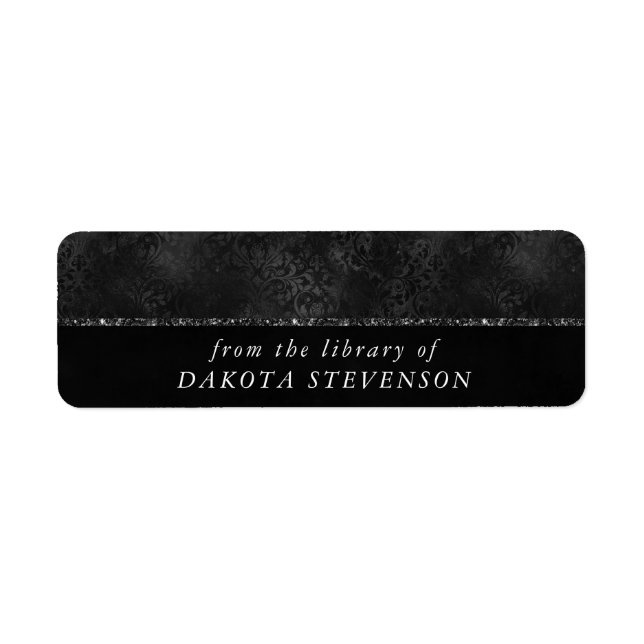 Etiqueta Midnight Onyx Romance | Black Satinge Damask (Frente)