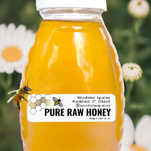 Etiqueta Mini 2,25" Mel Label Cute Bee & Dourado Honeycomb