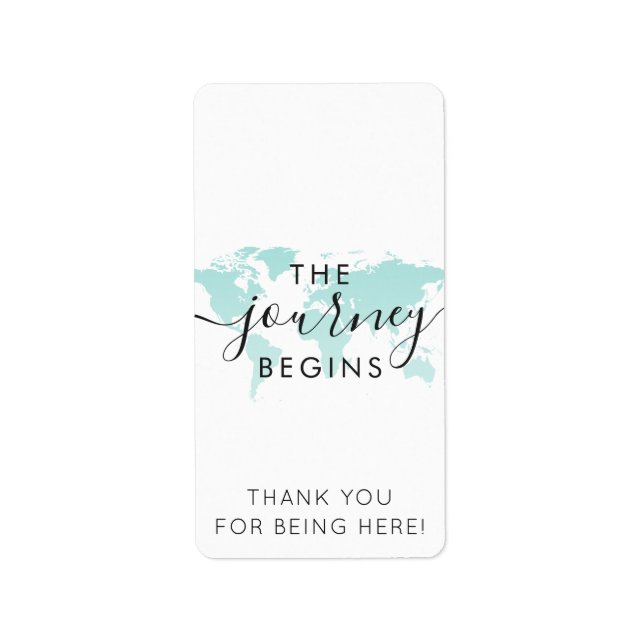 Etiqueta  Mini Candy Bar WrapTeal World Map Journey Begins  (Frente)