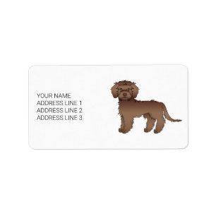 Etiqueta Mini Goldendoodle de Chocolate Cão e Texto