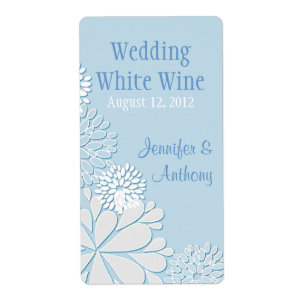 Etiqueta Mini Vinho Na moda Chrysanthemum Casamento Azul Pá
