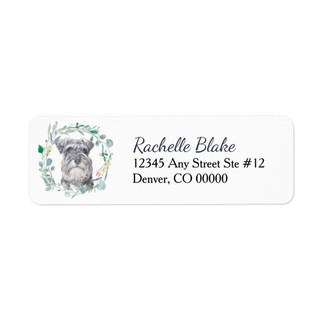 Etiqueta Miniatura Schnauzer Dog Wreath Address (Frente)