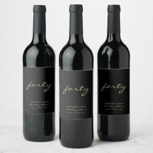 Etiqueta Mínima de Vinho Negro e Dourado