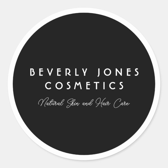 Etiqueta Mínima Elegante de Cosméticos Pretos e Br (Frente)