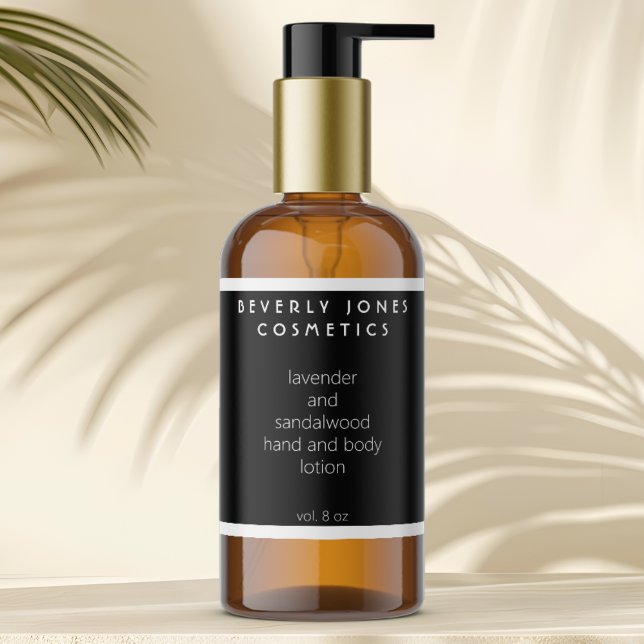 Etiqueta Mínima Elegante de Cosméticos Pretos e Br (Criador carregado)