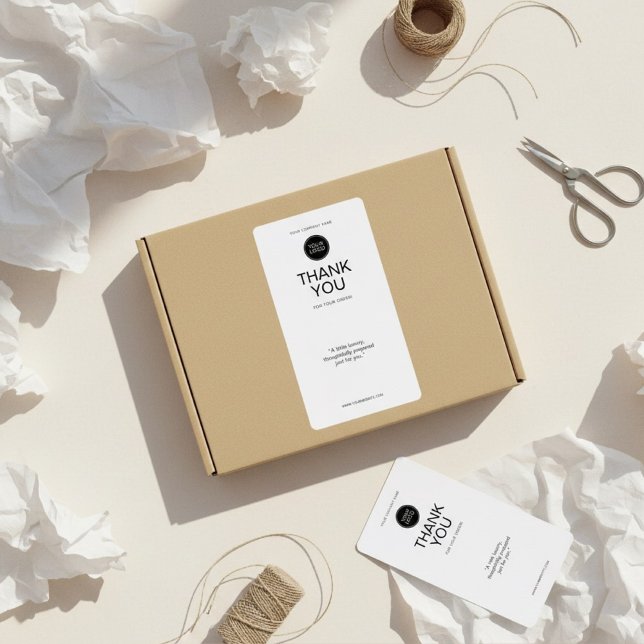 Etiqueta Minimal Thank You Shipping Label with Logo  (Criador carregado)