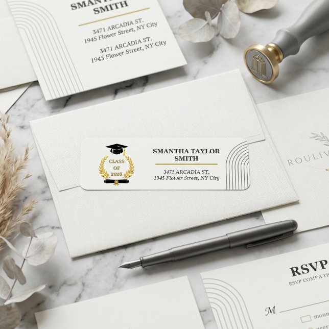 Etiqueta Minimalist Arch | ROULIV Stone Grey Graduation  (Minimalist Arch Return Address Label | ROULIV Stone Grey Graduation Suite)