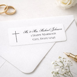 Etiqueta MINIMALIST Christian Cross Wedding Return Address