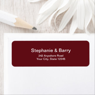 Etiqueta Minimalist Deep Burgundy Red Return Address
