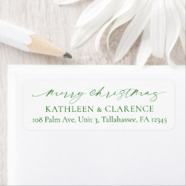 Etiqueta Minimalist Green Elegant Christmas Return Address