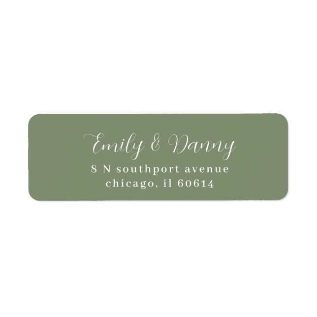 Etiqueta Minimalist Sage Green Elegant Wedding Address (Frente)