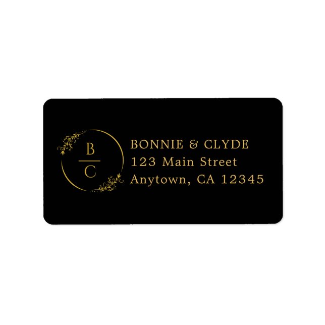 Etiqueta Minimalist Stylish Black Mailing Label Design (Frente)