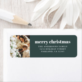 Etiqueta Minimalista moderno com Feliz Natal Verde