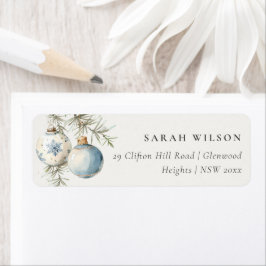 Etiqueta Mínimo de Blue Winter Watercolor Endereço de Natal