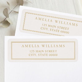 Etiqueta Mínimo de Ivory Dourado Dois Endereço de Retorno d