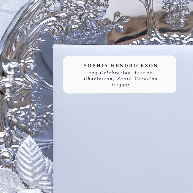 Etiqueta Mínimo e Chic | Azul branco e Marinho (Criador carregado)