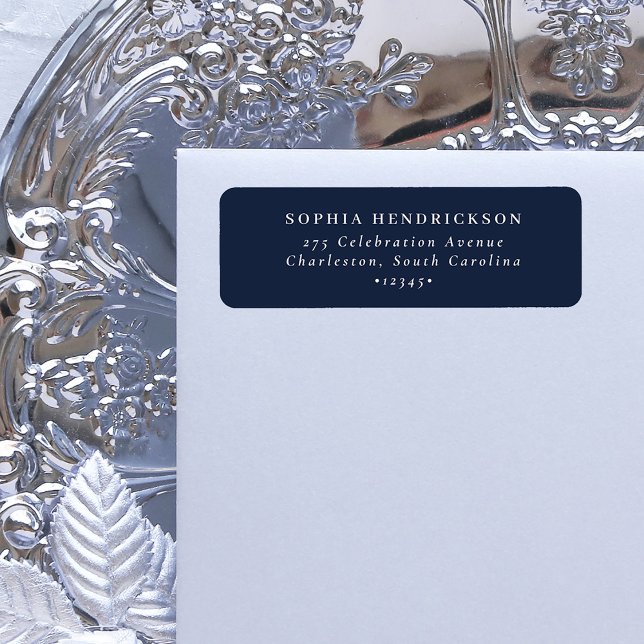 Etiqueta Mínimo e Chic | Azul Marinho (Criador carregado)