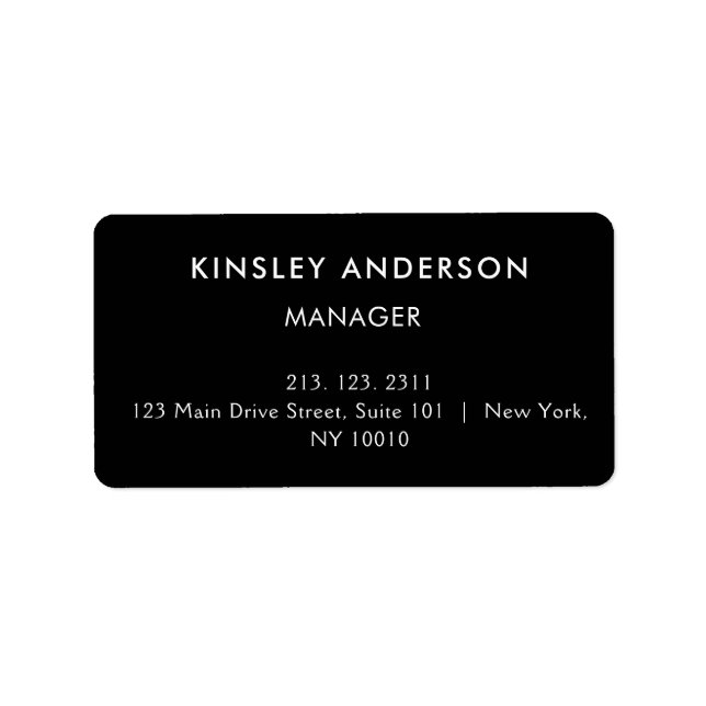 Etiqueta Mínimo Luxury preto e branco (Frente)